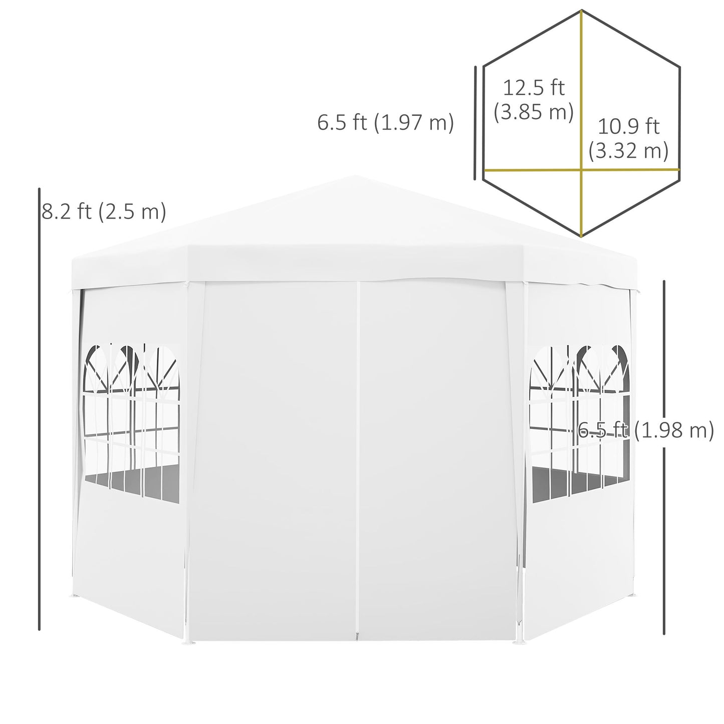 13 ft Party Tent Wedding Gazebo Outdoor Waterproof PE Canopy Shade with 6 Removable Side Walls