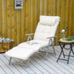 Lounge Chair Outdoor, Folding Patio Chaise Lounger, 360 lbs 7-Position Adjustable Back Outdoor Recliner with Cushion, Headrest for Garden, Backyard, Poolside, Cream White