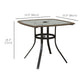 34" Square Outdoor Dining Table, Patio Table with Umbrella Hole, Water-Grain Glass Top Coffee Table for Balcony, Poolside, Dark Brown