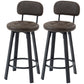 Bar Stools Set of 2, Upholstered Breakfast Bar Chairs with Footrest and Backrest for Kitchen Counter, Brown