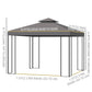 10' x 10' Patio Gazebo Outdoor, Canopy Shelter with Double-tier Roof, Pavilion Sidewalls for Garden Events, Brown
