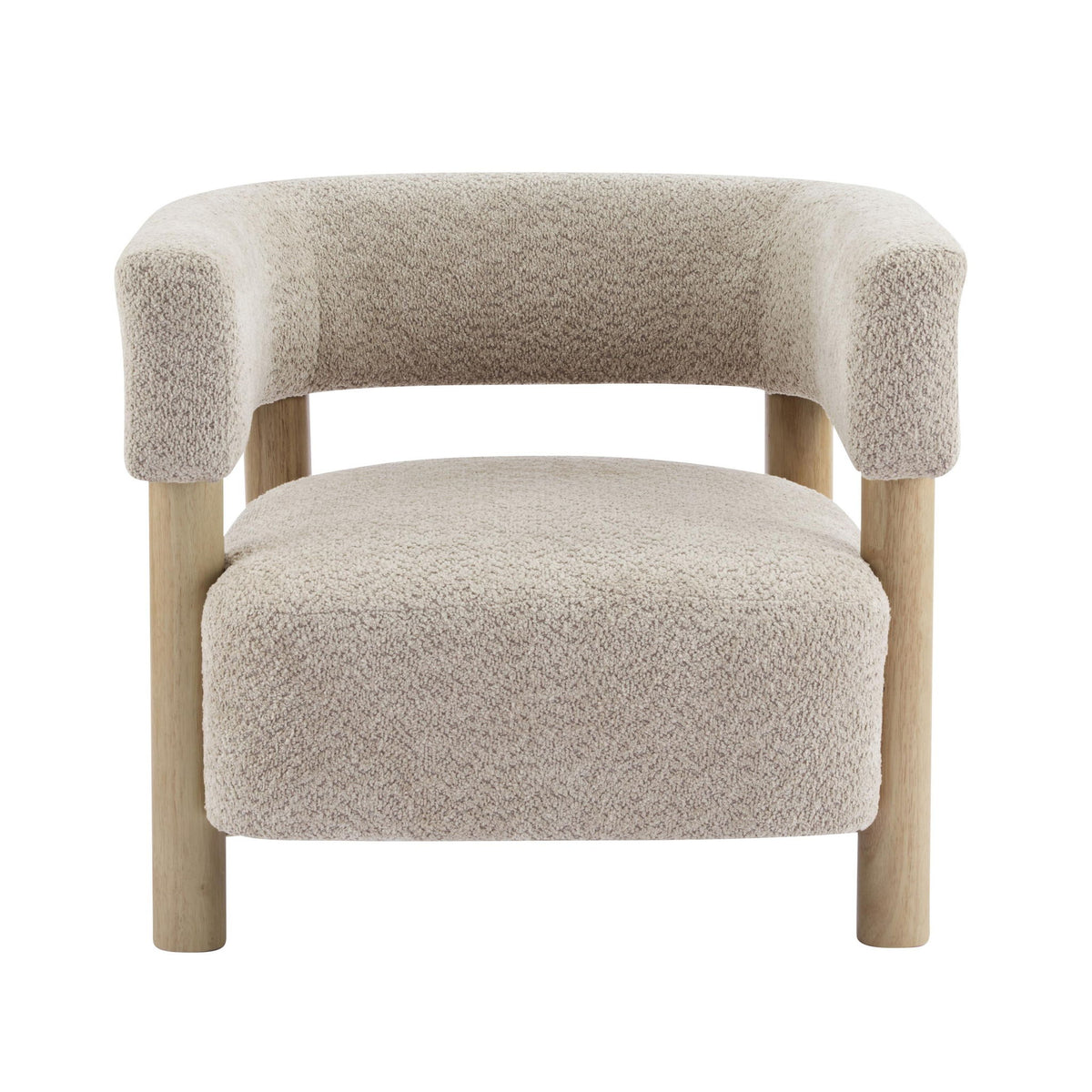 Cozy Accent Armchair with Spring Bag Seat Cushion, Single Lounge Sofa for Bedroom, 30.5" L x 29.5" W x 27" H, Natural Wood+Wheat