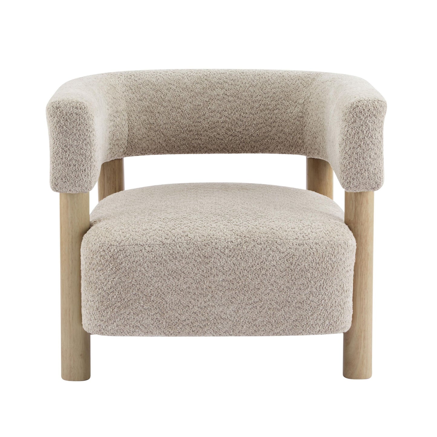 Cozy Accent Armchair with Spring Bag Seat Cushion, Single Lounge Sofa for Bedroom, 30.5" L x 29.5" W x 27" H, Natural Wood+Wheat