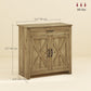 Farmhouse Sideboard Buffet with Barn Doors - Natural Wood