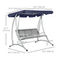 3-Seater Outdoor Swing Chair Bench with Adjustable Canopy, Dark Blue