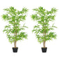 Artificial Bamboo Tree Set of 2, 5ft Fake Tree with Realistic Leaf and Natural Trunk, Decorative Plant in Nursery