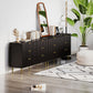 Modern Chest of Drawers 6 Drawer Dresser for Bedroom with Gold Legs and Handles, Black