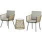3 Piece Outdoor Patio Bistro Set, Wicker Rattan Furniture with Metal Legs for Garden, Backyard, Coffee and Light Grey