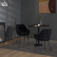 Dining Chairs Set of 2, Velvet-look Fabric Upholstered Kitchen Chairs with Backrest, Armrests and Steel Legs, Black