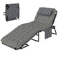 Folding Lounge Chair with 4-level Reclining Back & Cushion, Grey