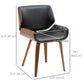 Set of 2 PU Leather Dining Chairs with Wood Legs - Black
