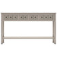 Rustic Entryway Console Table with Two Size Drawers, Bottom Shelf, Distressed Finish, Solid Timber Frame, 60" L x 11" W x 34" H, Gray