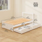 Pine Twin Bed Frame, Wood Storage Bed Frame with Drawers, Wood Slat Support, No Box Spring Needed, Easy Assembly, White