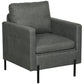 Fabric Accent Armchair with Side Pockets - Grey