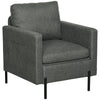 Fabric Accent Armchair with Side Pockets - Grey