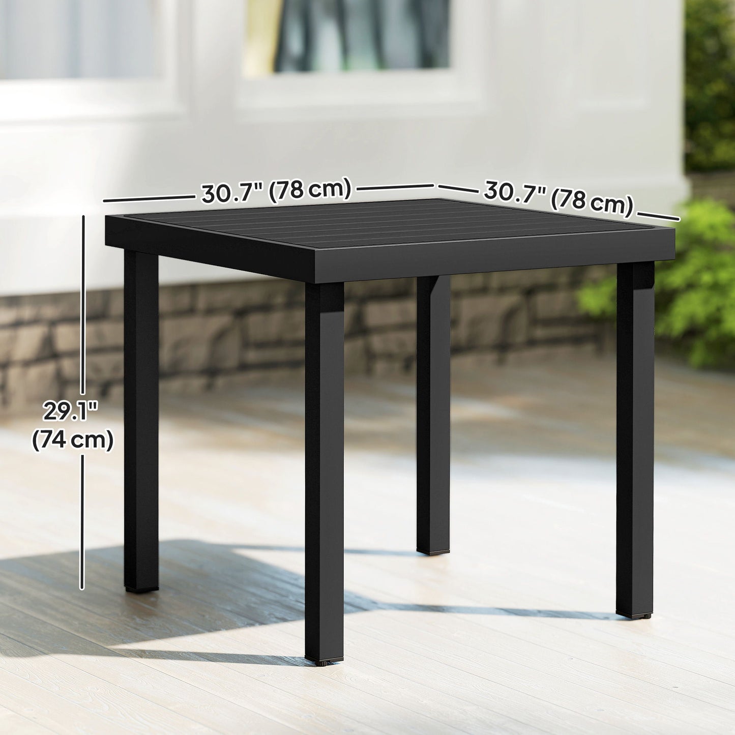 Patio Dining Table for 4, Square Aluminum Outdoor Table for Garden Lawn Backyard, Black