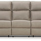 Lavenhorne - Pebble - Reclining Sofa W/ Drop Down Table - Faux Leather