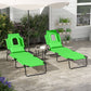 Folding Lounge Chair Set of 2, Reclining Beach Tanning Chair with Face Hole, Pillow, 4-Position Adjustable Flat Sun Lounger, Steel Frame for Outdoor Patio Pool, Green