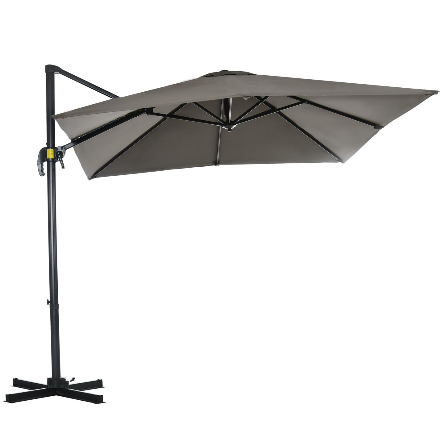 8' x 8' Square Patio Hanging Offset Umbrella with 360° Rotation, Aluminum Outdoor Cantilever Market Parasol, Light Grey