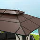 10' x 13' Hardtop Gazebo Canopy with UPF30+ Double Polycarbonate Roof, Aluminum Frame, Netting and Curtains, Beige