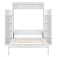 Full Size Murphy Bed with Shelves and LED Lights, Space-Saving Wall Bed with Flexible Slats, 87" L x 81" W x 83.5" H, White