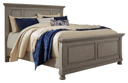 Lettner - 3 Pc. - Dresser, Mirror, Queen Panel Bed - Light Gray