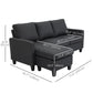 L-Shaped Sectional Sofa with Ottoman - Dark Grey