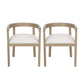 Set of 2 Contemporary Dining Arm Chairs with Rubberwood Frame, Chair Set Perfect for Dining Room, 22.5'' L x 22.5'' W x 27.5'' H, Beige