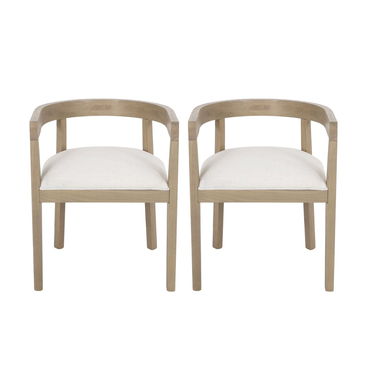 Set of 2 Contemporary Dining Arm Chairs with Rubberwood Frame, Chair Set Perfect for Dining Room, 22.5'' L x 22.5'' W x 27.5'' H, Beige