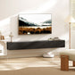 71" Floating TV Stand for TVs up to 72 Inch, Wall Mount Media Console with 2 Fluted Flip-Down Doors, Cable Hole, Black