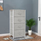 4-Drawer Linen Dresser Tower with Metal Frame - White