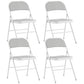 Set of 4 Metal Foldable Chairs, Corduroy Padded Folding Chairs with Cushion Seat and Open Back for Indoor, White