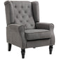 Button-Tufted Fabric Accent Chair with Wood Legs - Charcoal Grey