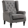 Button-Tufted Fabric Accent Chair with Wood Legs - Charcoal Grey