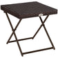 Patio Wicker Coffee Table, Outdoor PE Rattan Garden Folding Side Table, 15.75"x15.75"x15.75", Brown
