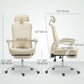 Ergonomic Office Chair, Mesh Reclining Desk Chair with Adjustable Lumbar Support, Headrest, Beige