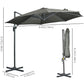 9.6' Cantilever Patio Umbrella Outdoor Hanging Offset Umbrella, Cross Base, 360° Rotation Aluminum Poles, Grey