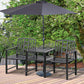 Steel Garden Bench w/ Middle Table, Umbrella Hole, Double Seat for Outdoor, Patio, Backyard Weather-Resistant Frame, Black