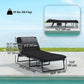 2-Piece Folding Lounge Chairs with Adjustable Backrest, Tanning Chair with Cushion, Side Pocket, Headrest, Black