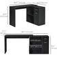 180-Degree Rotating Corner Desk with Cabinet - Black