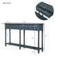 Console Table with Two Storage Drawers and Bottom Shelf, Solid Wood Frame, Easy Assembly, 58" L x 11" W x 34" H, Navy Blue