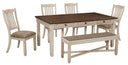 6 Pc. Table, 4 Chairs, Bench
