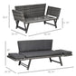 Convertible Wicker Loveseat Grey Patio Chaise Lounge