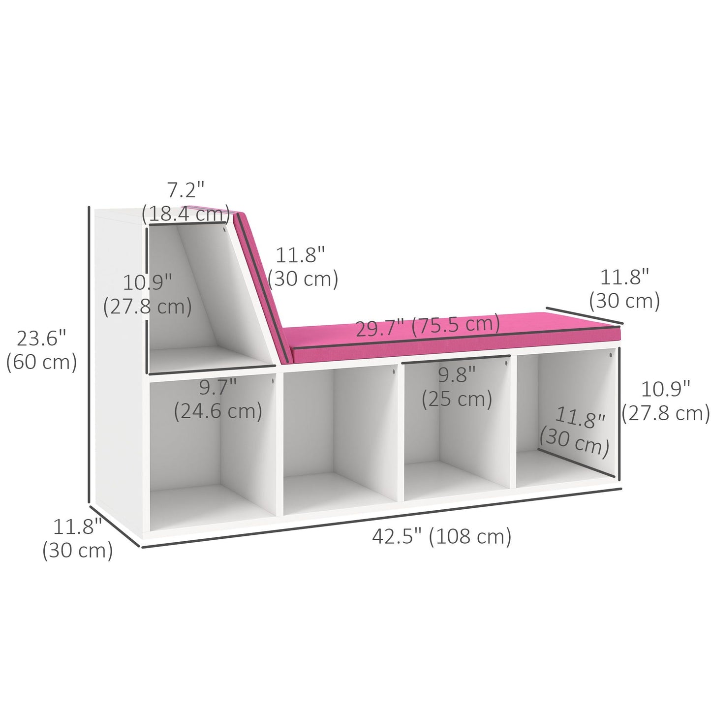 5-Cube Bookcase with Reading Nook - Pink