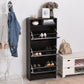 Slim Shoe Storage with 3 Flip Drawers and Adjustable Shelves Shoe Cabinet Organizer for 9 Pair, Coffee