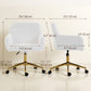 Office Chair, Faux Rabbit Fur Upholstered Vanity Desk Chair, Cream White