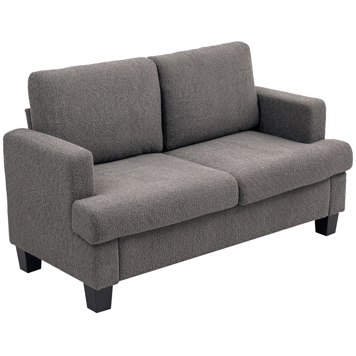 54.3" Loveseat Sofa, 2 Seater Sofa with Removable Cushions, Small Couch with Solid Wood Frame for Living Room, Dark Grey