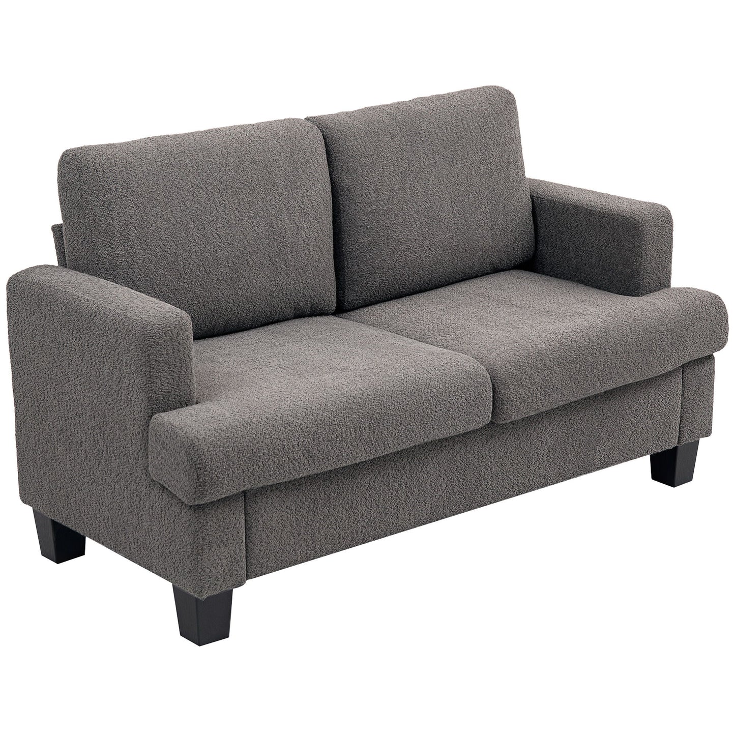 54.3" Loveseat Sofa, 2 Seater Sofa with Removable Cushions, Small Couch with Solid Wood Frame for Living Room, Dark Grey