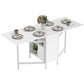 Multi-use Foldable Table with Hideaway Shelves, Drop Leaf Table for Kitchen, Dining, Study and Office, White