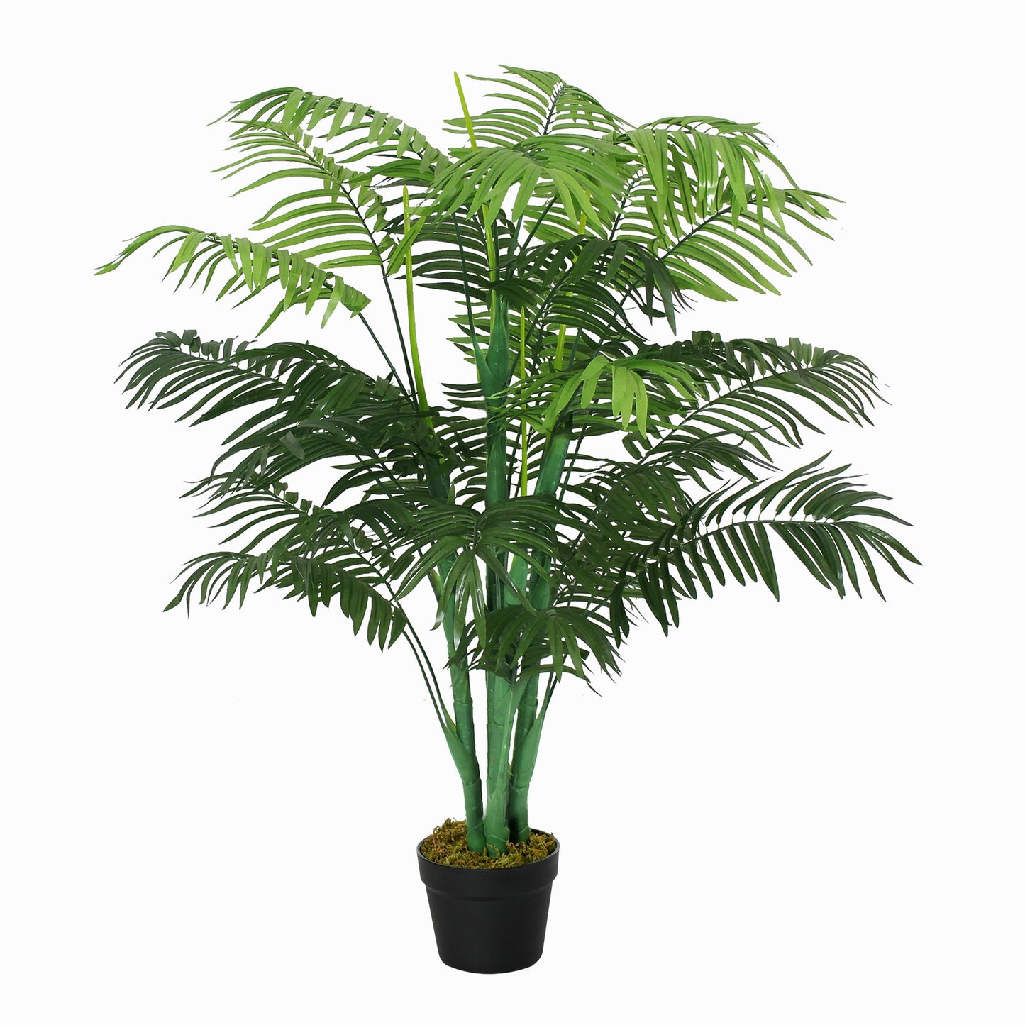 4FT Artificial Palm Tree, Fake Tropical Tree with Lifelike Leaves, Faux Plant in Pot for Indoor Decoration, Green